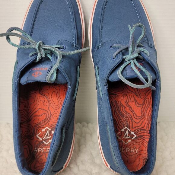 Sperry Bahama II Mens Boat Shoes Size 12 Blue Canvas Slip On Lace Up STS23978 - Picture 9 of 10